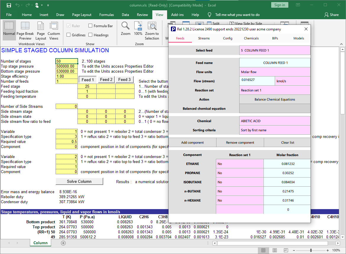 fluid properties Excel