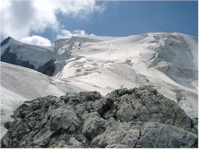 Ortler Ortles discesa via normale per vedretta ghiacciaio