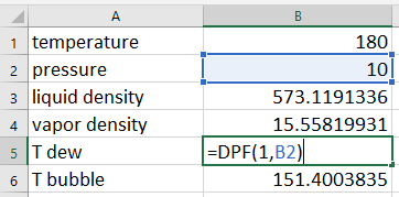 fluid properties excel cells